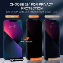 3pcs Privacy Protection Full Screen Tempered Glass Protector Protect Compatible With Iphone Silk Screen Anti Peeping Full Screen Phone Protective Film Compatible With IPhone17/17Air/17Pro/17ProMax/15/15Plus/15Pro/15Promax/14/14Pro/14ProMax/14Plus/13/13Pro/13ProMax/12/12Pro/12ProMax/11/11ProMax/11Pro/X/XS/XSMAX - Clear - View 2