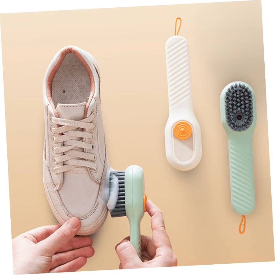 2 Pcs Automatic Liquid Adding Shoe Brush, Gentle Bristle Cleaning Scrubber For Sneakers, Shoes, Clothes & Household Use