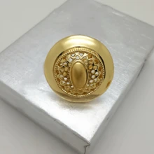 Juego de joyas chapado en oro de 18K para mujeres, 4 piezas de collar, aretes, pulsera y anillo con colgante ovalado hueco, juego de joyas elegante de oro para el Día de la Madre, cumpleaños, aniversario, regalo para mamá, esposa, abuela, ocasión formal - Joyas en tallas grandes - Ver 6