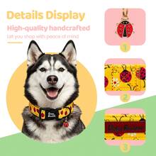 Collar de perro arcoíris Bobo con estampado de mariquita de primavera, collar ajustable para mascotas con colgante y hebilla de plástico de liberación rápida para perros - Amarillo - Ver 3