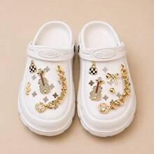 Women's Platform Sandal With Gold Charms - Comfortable And Stylish - 白色 - 查看 3