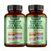 BUPORAI Soursop Shilajit Sea Moss Lion's Mane - Has Natural Antioxidant Properties To Boost Immunity And Support Cell Regeneration - 120pcs - 2 Bottles - View 1