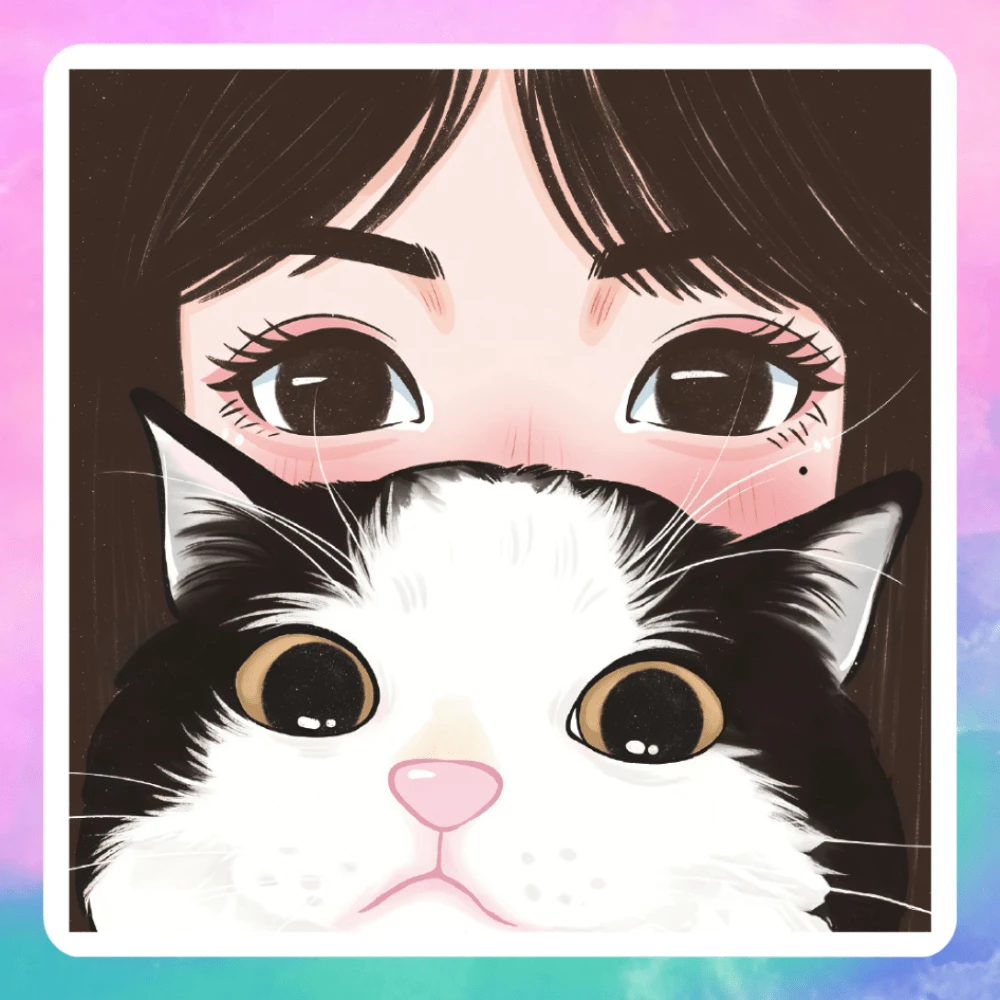 Girl And Cat, Cute And Healing, Suitable For Expressing Love For Cats Vinyl Sticker - Durable Smooth Surface, Self-Adhesive Bumper Sticker, Suitable For Cars, Windows, Laptops, Trucks, Water Bottles - Multi-Purpose Durable Design, Car Sticker - Vinyl - View 1
