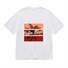 2026 Camiseta unisex de algodón casual de verano, estampada diseño playero surf atardecer, ropa de vacaciones, colores blanco y negro, tallas extras disponibles - Blanco - Ver 2