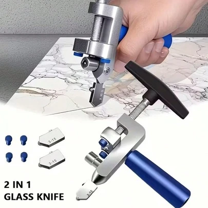 6.1英寸二合一手动瓷砖切割机，带镜面安装，切割精准，经久耐用，易于拆卸，适用于厨房、装修工地等场所。