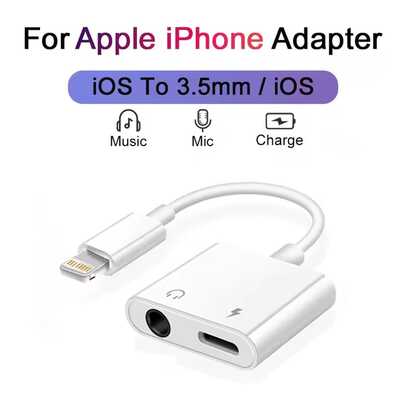 1-2 piezas Adaptador de audio 2 en 1 de relámpago a 3.5 mm, compatible con Apple 14/13/12/11/XS/XR/8/7, accesorio digital esencial para estudiantes y trabajadores de oficina