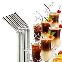 Bộ 5/10/20 ống hút cong bằng thép không gỉ, thích hợp dùng cho nước ép, đồ uống, trà sữa, cà phê, v.v. - Xem 4