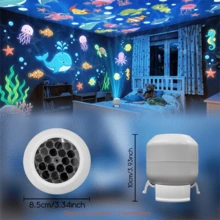 1pc LED Ocean Projection Light, 360 ° Rotating Dynamic Night Light, USB Powered Ambient Light, Suitable For Bedroom Headboard Decoration, Whale Projection Photography Background, Bedroom, Game Room And Living Room Decoration Lighting - USB - View 6