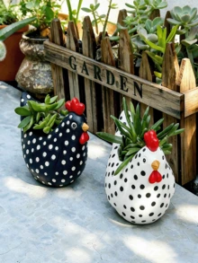 1pc Resin Rooster Sculpture, Resin Rooster Decor, Interesting Chicken Resin Sculpture Art For Garden, Suitable For Home, Outdoor Yard, Farm House, Patio - A - View 2