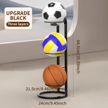 1/2/3/4/5/6 Tier Basketball, Football, Volleyball, Rugby Ball Storage Rack, Large Capacity Multi-Function Heavy Duty Metal Frame, Durable Iron Storage Rack, Multi-Layer Space Saving Easy Assembly Sturdy Structure, Outdoor Sports Equipment, Movable Basketball Net Holder, Indoor Garage Storage Rack, Perfect Gift For Basketball Fans, Suitable For Home, School, Living Room, Gym, Sports Field - Multicolor - View 15