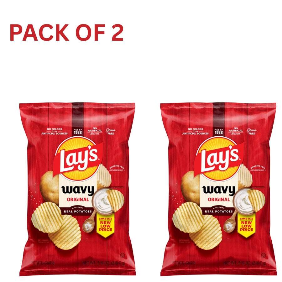 Lay’s Wavy Original Flavor Potato Chips – Pack Of 2 (7.75 Oz Each) Crunchy Snack Bags - 15g - 查看 1