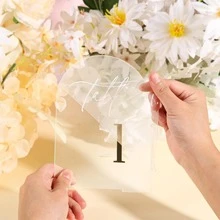10-Piece Transparent Acrylic Wedding Table Number, Self-Standing Modern Arched Sign For Reception Seating, Anniversaries And Bridal Parties, Elegant Wedding Decoration. - 1-10 - View 6