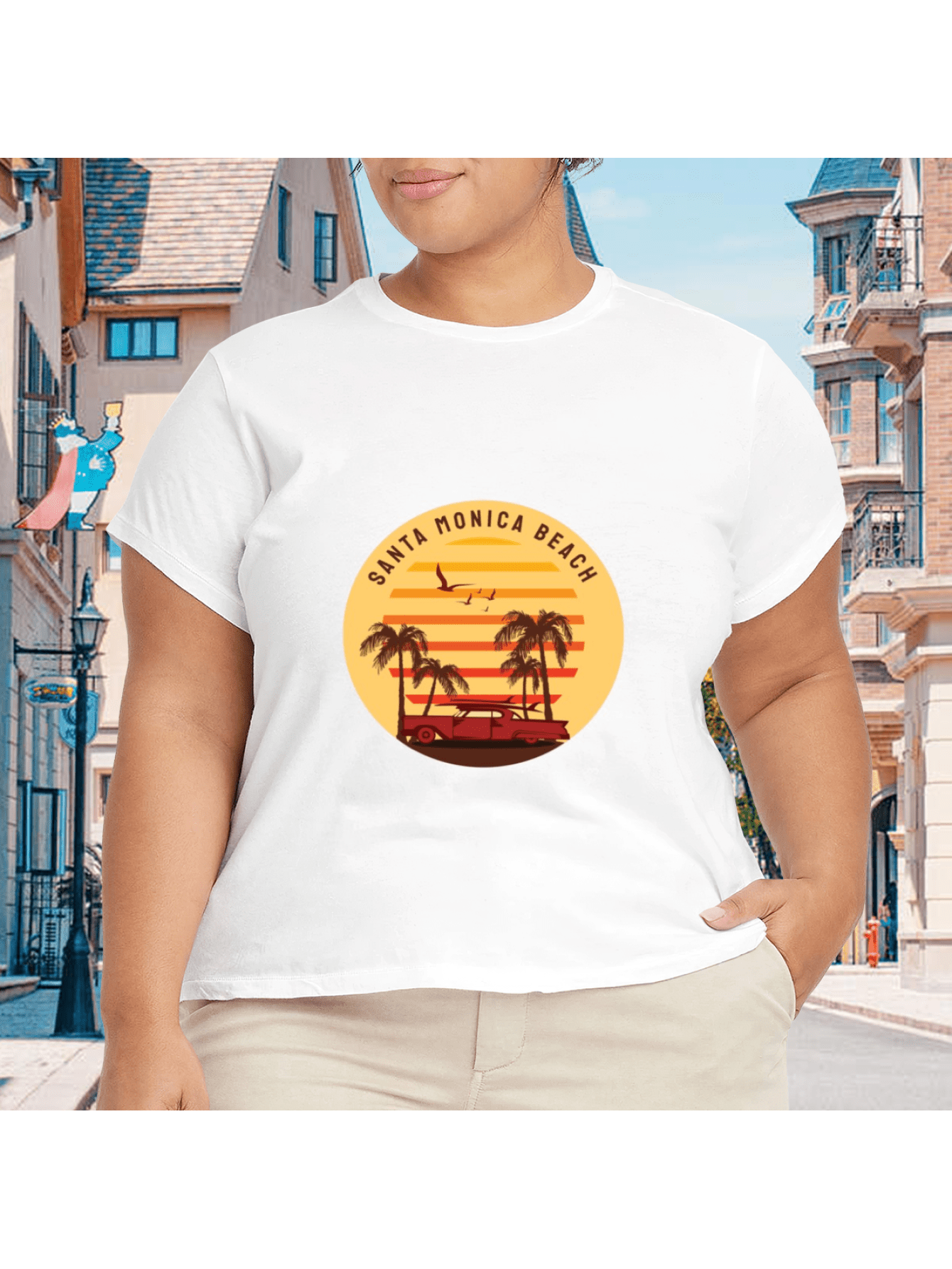 2026 Camiseta unisex de algodón casual de verano, estampada diseño playero surf atardecer, ropa de vacaciones, colores blanco y negro, tallas extras disponibles - Blanco - Añade 1