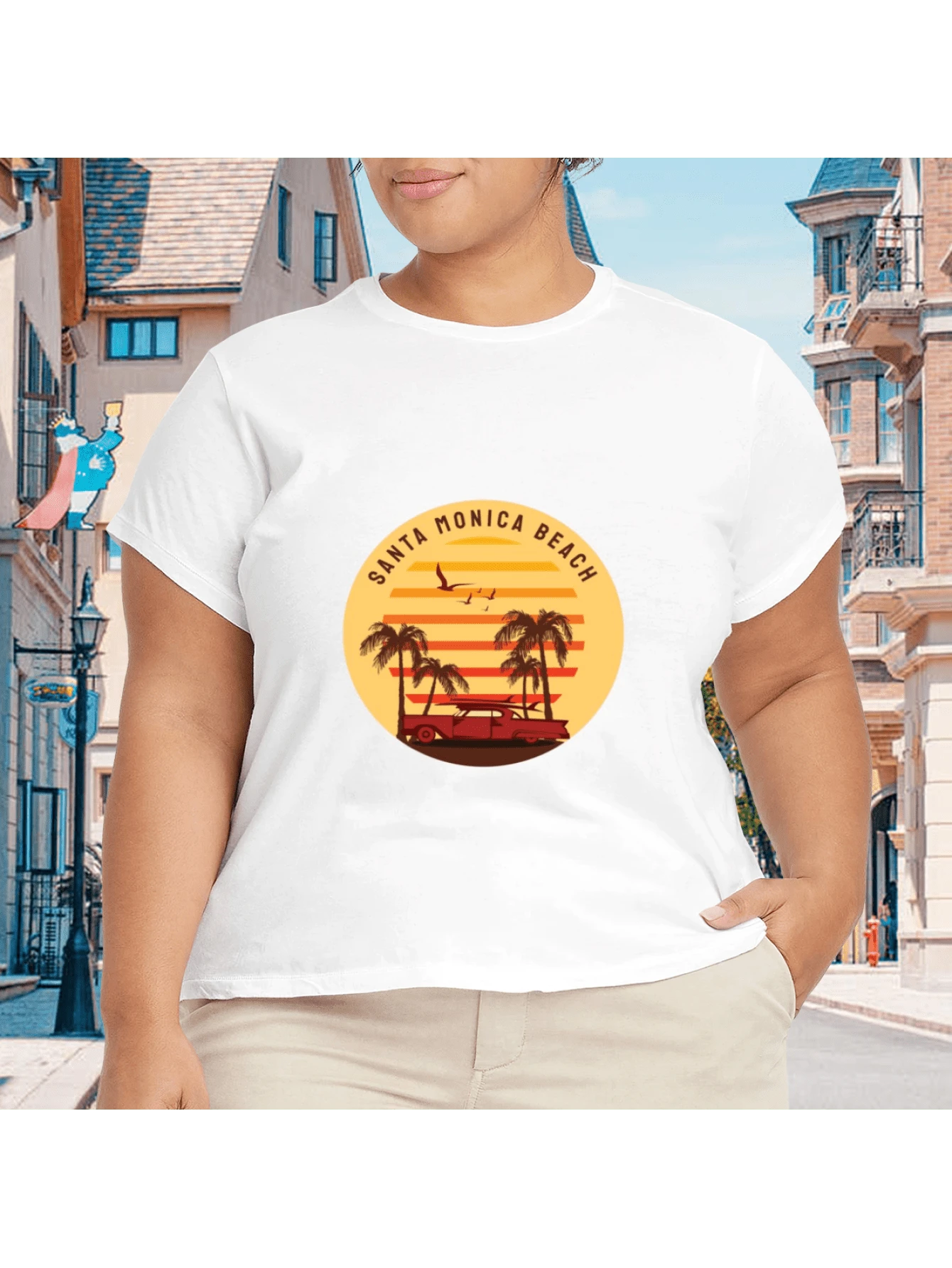 2026 Camiseta unisex de algodón casual de verano, estampada diseño playero surf atardecer, ropa de vacaciones, colores blanco y negro, tallas extras disponibles - Blanco - Ver 1