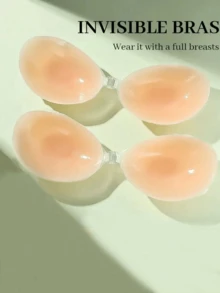 1 Pair Silicone Breast Petals, Thickened Push-Up Invisible Bra Nipple Covers, Strapless Backless Bra Tape, Suitable For Beach, Vacation, Pairing With Daily Wear And Formal Dresses (Actual Color Tends To Be Pink),Travel,Birthday - Light - View 7