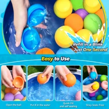 Reusable Water Balloons For Kids - Washable Magnetic Splash Balls, Silicone Water Bombs Summer Outdoor Pool Beach Toys, Bath Game & Easter Basket Stuffers Party Gifts - 彩色 - 查看 2