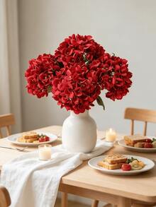 1/3pcs 15.75" Blue Embroidered Artificial Flowers With Stems, Plastic Floral Balls For Desktop Decor, Suitable For Office, Party, Wedding, Fake Plants, Spring/Summer Decoration, Mother/Father's Day Gift - Red - View 4