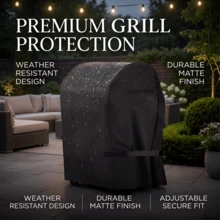 Universal Grill Cover Multi-Size|One-Piece 30-Inch Heavy-Duty With Drawstring, 210D Oxford Polyester Outdoor Protection, Fits All Grill Brands, Suitable For Most Brands , Brinkmann, Char Broil, Holland, Etc. - VelcroA Black - View 10
