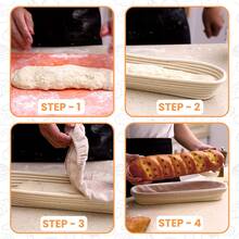 1pc White Baguette Fermentation Basket, Sour Dough Bread Dough Fermentation Tool, Baking Supplies. Handcrafted Natural Wicker Bread Fermentation Basket With Cloth Bag, Durable, Non-Stick, Easy To Clean. - Multicolor - View 5