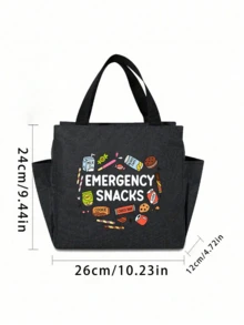 1/2pcs/Set Thermal Bag, Insulated Bag With The Snack Pattern Paired With A Black Cutlery Storage Bag, A Double Pocket Lunch Box Bag, Large Capacity, Student Meal Insulated Refrigerated Bag, Portable Travel Picnic Bag, Office School Lunch Bag Insulated Lunch Box, Work Lunch Box, Work Office Holiday Lunch Box, And Multi-Functional Camping School Lunch Box For Both Men And Women(Four Colors To Choose From) - Multicolor - View 11