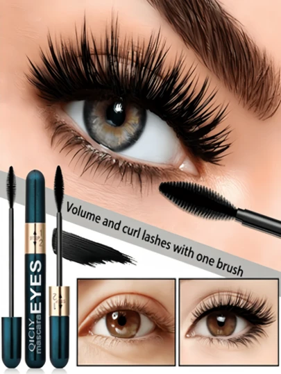 Mascara 2 trong 1, chức năng kép: kem lót mi, không lem, chống nước, chống mồ hôi, làm dày mi, làm cong mi, lâu trôi, khô nhanh, không vón cục, tạo độ cong tự nhiên, màu sắc đậm, tách rời từng sợi mi, phù hợp cho trang điểm hàng ngày và người mới bắt đầu.