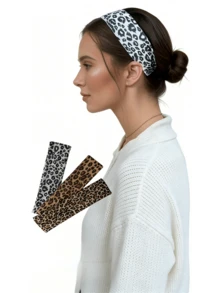 3pcs/Set Leopard Print Soft Non-Slip Headbands, Elastic Yoga Sports Hair Accessories, Versatile For Daily Wear,Festival,Party - Multicolor - View 3