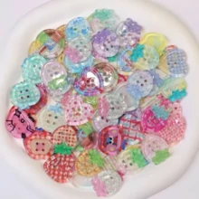 10/15/20/25/32/40/50Pcs Transparent Printed Apple Buttons Accessories Clothing Buttons Hollow Out Clogs Shoe Decor Phone Case Accessories Wholesale, Random Styles - A - View 9
