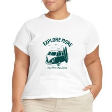 2026 Camiseta unisex de algodón casual de verano, estampada diseño playero surf atardecer, ropa de vacaciones, colores blanco y negro, tallas extras disponibles - Blanco - Ver 4