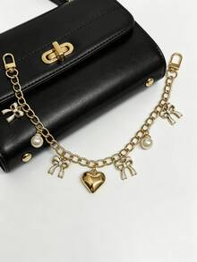 Accesorio de bolso con cadena y lazo en color rosa, negro y blanco. Correa decorativa para extender la longitud de bolsos de mano, carteras, bolsos de hombro. Ideal como regalo para mujer en festivales, graduaciones, día de la madre, cumpleaños y otras ocasiones especiales. - Multicolor - Ver 3