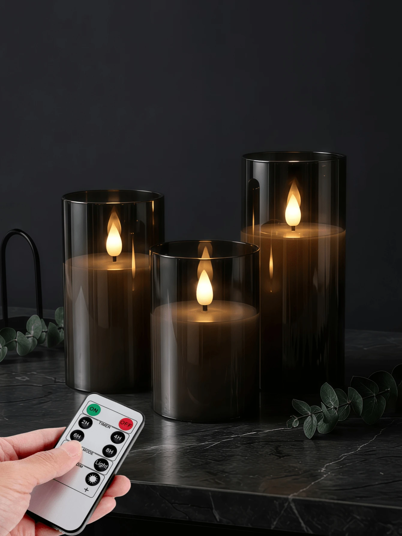 1/2/3pcs Flameless Candles With Remote Control And Timer Function, Suitable For Home Decor, Wedding, Table Centerpiece, Halloween And Christmas Decoration, Party Decor, Gift - Black - View 1