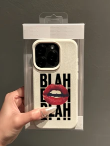 1pc White Sexy Red Lip Letter Minimalist Personalized TPU Shockproof Full Coverage Phone Case Compatible With Apple 17, 16, 15, 14, 13, 12, 11 Pro Max, Air, Applicable To Series - Multicolor - View 4
