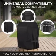 Universal Grill Cover Multi-Size|One-Piece 30-Inch Heavy-Duty With Drawstring, 210D Oxford Polyester Outdoor Protection, Fits All Grill Brands, Suitable For Most Brands , Brinkmann, Char Broil, Holland, Etc. - VelcroA Black - View 11