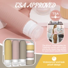 6 Piezas Juego de Botellas Rellenables de Tamaño de Viaje, Contenedores de Viaje a Prueba de Fugas de Silicona Exprimible, Botellas de Loción y Champú de 90ml y Tarros de Crema de 30ml, Accesorios de Viaje Portátiles Aprobados por TSA - Multicolor - Ver 6