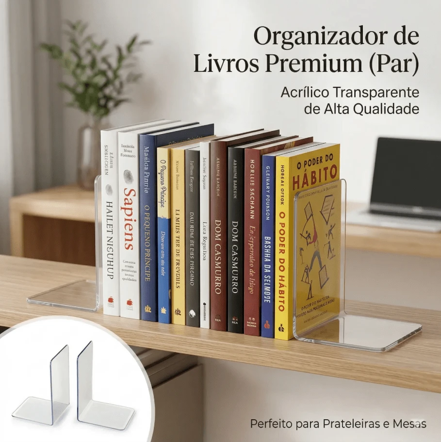 Kit Of 2 Efficient Organizer Book Holders For Bookshelves, Functional Design, High Durability - L - View 1