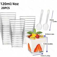 20 piezas Tazas de postre, Tazas de degustación, Tazas de pastel, Tazas de mousse, Suministros reutilizables para fiestas y vajilla de restaurante - transparente - Ver 13