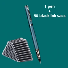Bộ 1 bút bi + 50 hộp mực thay thế, bút bi kim loại cao cấp, thiết kế tối giản thanh lịch, viết trơn tru, lý tưởng cho việc ký tên trong kinh doanh và sử dụng cá nhân, tương thích với hộp mực 2.6mm, thích hợp làm quà tặng. - Bộ 51 món - Xem 19