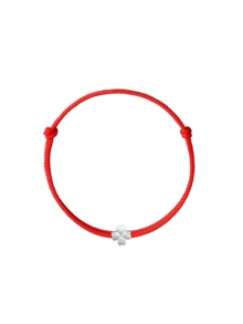 Vòng tay dây thừng màu đỏ hình cỏ bốn lá bằng bạc Sterling S925, vòng tay charm dệt tươi mới và may mắn, tinh tế và bền chắc, món quà lý tưởng cho Ngày Valentine, Ngày của Mẹ, bạn thân. - Đỏ - Xem 1