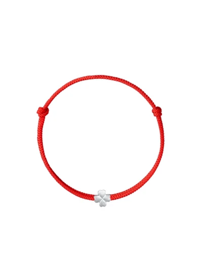 Vòng tay dây thừng màu đỏ hình cỏ bốn lá bằng bạc Sterling S925, vòng tay charm dệt tươi mới và may mắn, tinh tế và bền chắc, món quà lý tưởng cho Ngày Valentine, Ngày của Mẹ, bạn thân.