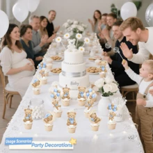 Set Dekorasi Kue Beruang Teddy Kartun - Ideal untuk Pesta Ulang Tahun, Baby Shower, dan Pesta Bayi, Kami Tak Sabar Menggunakan Dekorasi Kue Ini untuk Pesta Pengungkapan Jenis Kelamin Bayi - Gaya 1 - View 3