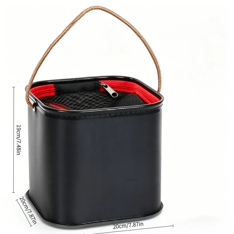 Seau de Pêche Pliable en EVA - Récipient à Poisson Vivant Multifonction pour Camping en Plein Air et Protection des Poissons, 50 cm