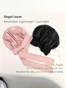 1件装奢华缎面睡眠帽，轻盈发巾，夏季浴室装饰发巾，吸湿排汗，可调节绳，适合卷发/波浪发/自然发质，多种颜色可选，夜间护发必备，柔软舒适，优质浴室配件，旅行美容必备，也适用于化妆、睡眠、毛巾、酒店健身房、家居用品、护肤，适合家庭浴室、沐浴后、日常护理 - 彩色 - 查看 3