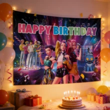 Hasbro 1 st K-Pop Witch Hunter Purple Series födelsedagsbakgrund för fotobås, banderollfestdekoration, slumpmässig stil - Multifärgad - Visa 4