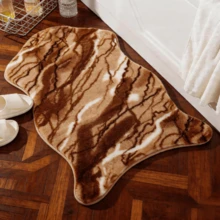 Artificial Rabbit Fur Carpet 50x80cm Non-Slip Plush Mat Milk Cow Pattern Soft Rug Suitable For Bedroom And Living Room - Cow Style - View 5