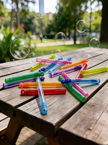 6/12/24/48pcs Mini Bubble Wands, Back To School Classroom Rewards, Halloween Toy Party Favors, Goodie Bag Fillers, Colorful Bubble Test Tubes Non-Candy Gifts, Student Science Theme Gifts (Solution Not Included), Wedding, Thanksgiving - Multicolor - View 3