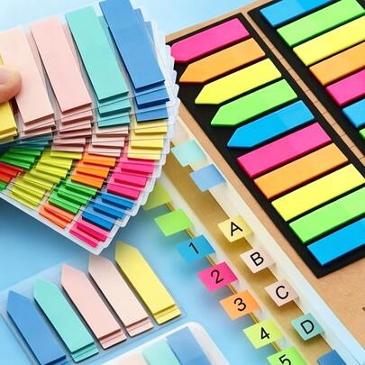 [200 Sheets Sticky Notes Labels Set] 200pcs Colorful Self-Adhesive Labels, Office & School Planning Stickers, Index And Page Markers, Easy Style Writable Sticky Notes, Multi-Color Classified Index Stickers, Suitable For Note-Taking, File Organization, Schedule Planning, Office & Study Supplies, Strong Adhesive Won't Fall Off, Smooth Writing No Ink Blotting, Compact Size For Easy Carrying, Useful & Decorative Stationery Organizer For Students & Office Workers To Improve Efficiency. Scrapbook Supplies Scrapbooking