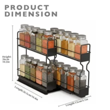 Slide-Out Double-Layer Spice Rack Storage For Kitchen Cabinets, Smooth Sliding Rails Anti-Rust, No Drill Easy Install, Adjustable Width Kitchen Organizer - 查看 7