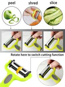 1/2pcs Kitchen Potato Apple Vegetable Peeler, I-Shape And Y-Shape Peeler, Suitable For Fruits, Vegetables, Potatoes, Carrots, Cucumbers, 3-In-1 Rotary Blade Design With Shredding Function - Multicolor - View 3