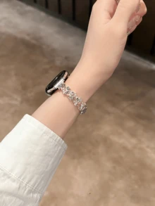 新款奢华不对称钻石独特手链表带，兼容 38/40/41/42/44/45/46/49mm，适用于 Ultra/SE 2/SE 1/Series 11/10/9/8/7/6/5/4/3/2/1 - 星光粉紅鑽 - 查看 3