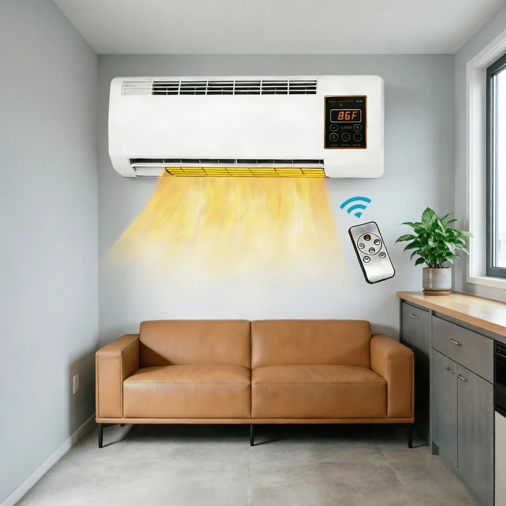 Slim Design Wall Air Conditioner & Heater - Portable Smart Combo With Remote, Ultra-Quiet For Tight Spaces - US A Type Plug(110-127V) - View 1