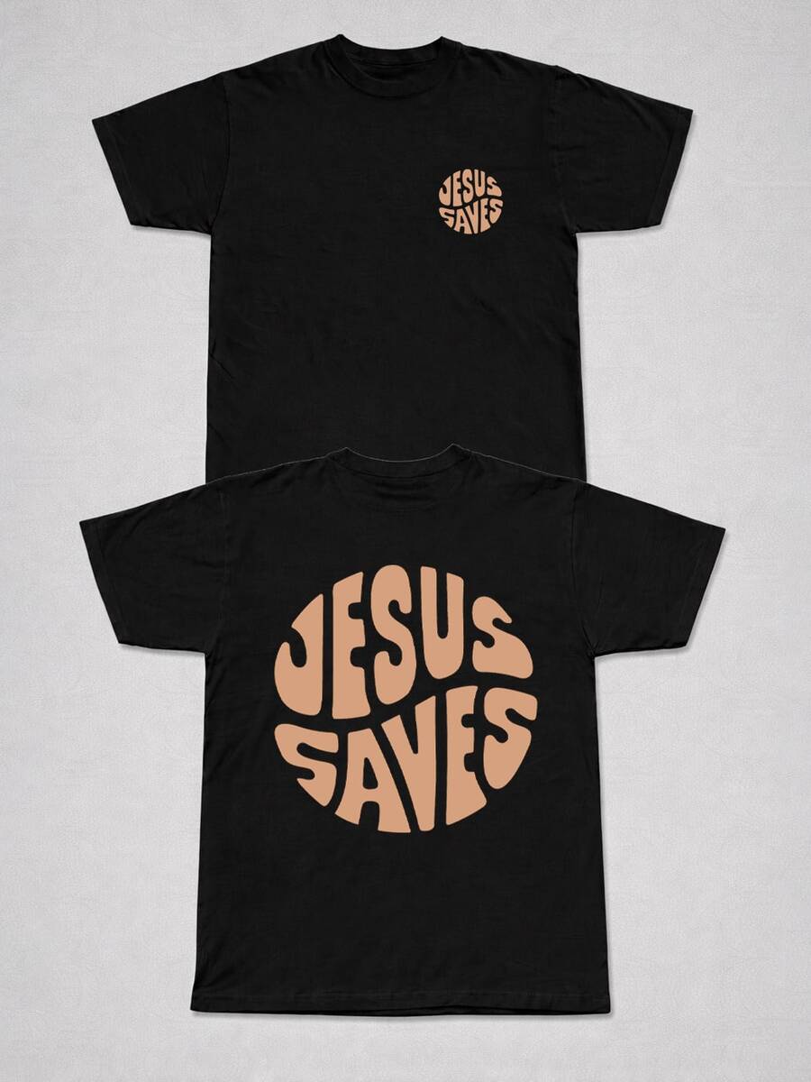 Camiseta Religiosa Jesus Saves Cristã Passagem Biblica Biblia Deus Jesus Crente Church Catolica Evangelica Camisa Blusa Unissex Masculino Feminino 100% Algodão Top Premium Streetwear Lançamento Envio Imediato Varias Cores Preto Branco!! Plus Size - Preto - Visão 1